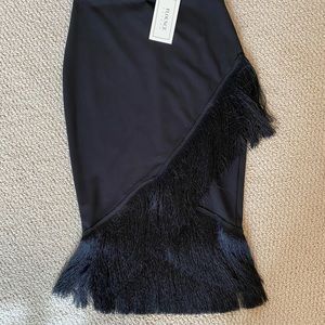 Flounce London black fringe skirt NWT